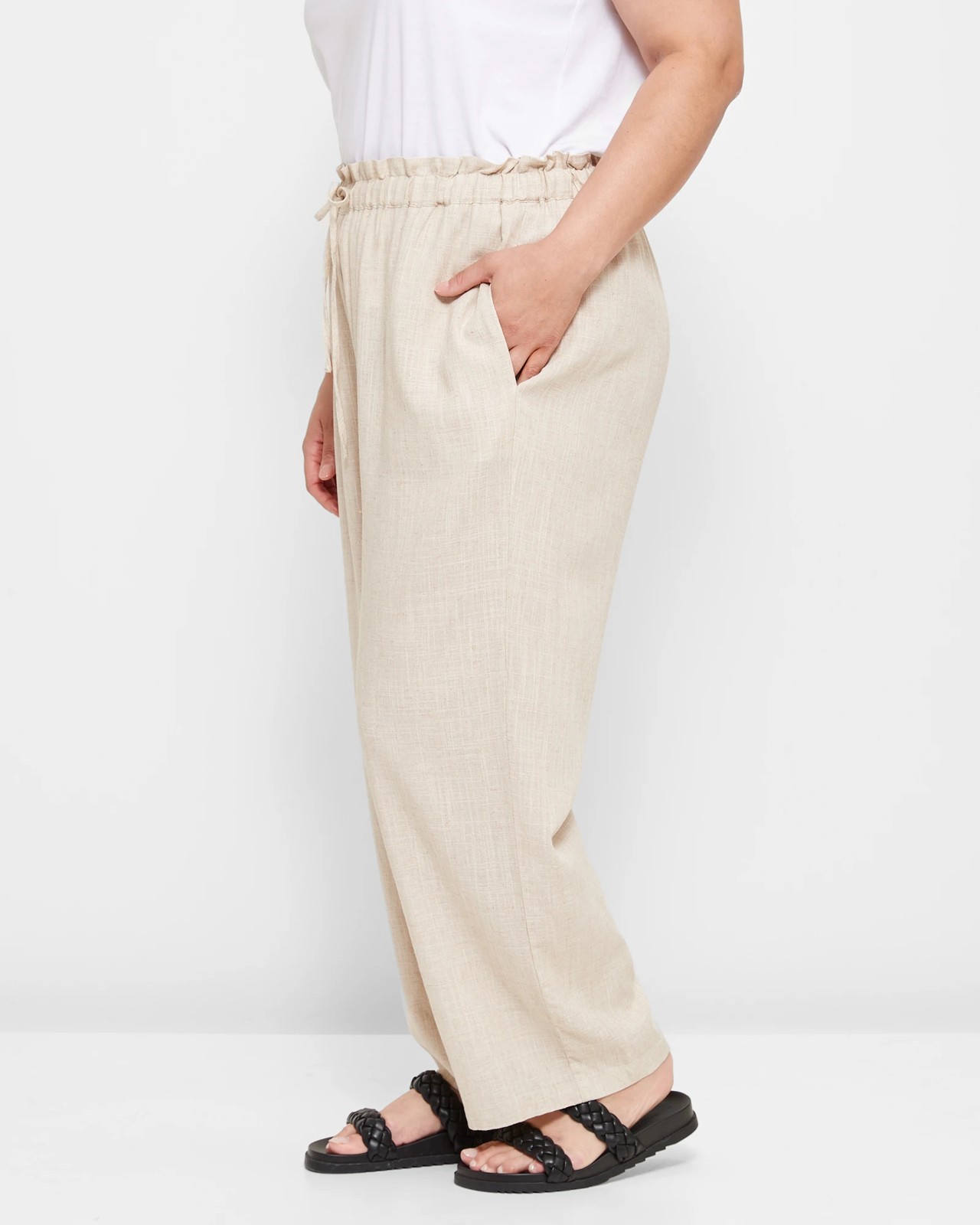 Curve Linen Blend Wide Leg Pants 3 of 5