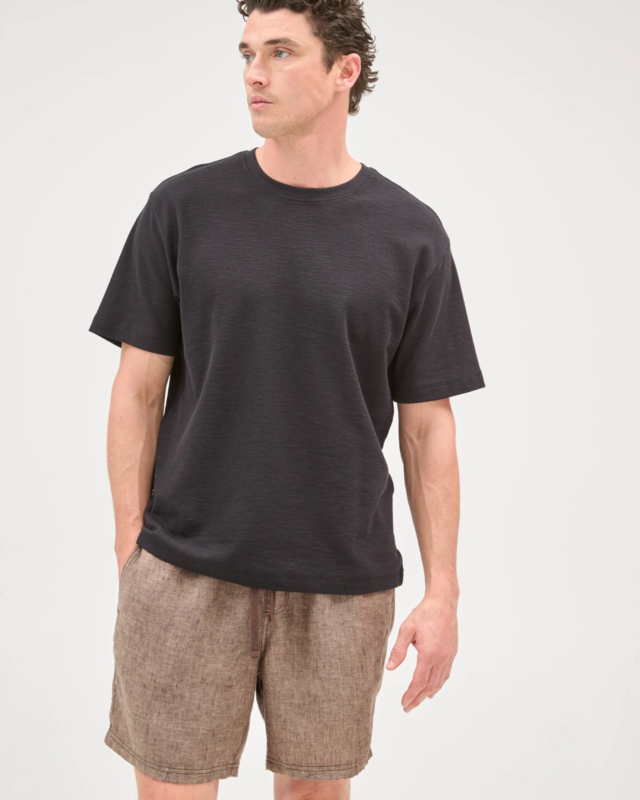 Australian Cotton Fashion Textured T-Shirt - Black 2 of 6