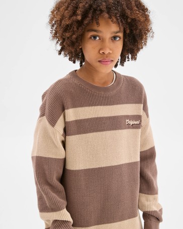 Australian Cotton Crew Neck Striped Sweater