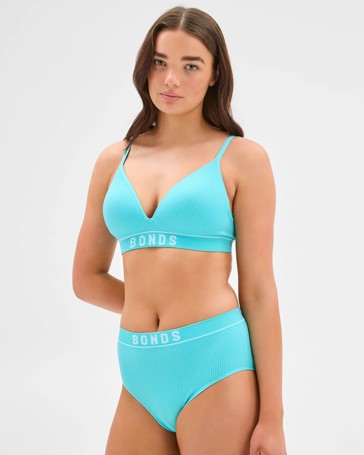 Womens Retro Rib T-Shirt Crop Bra - Bonds