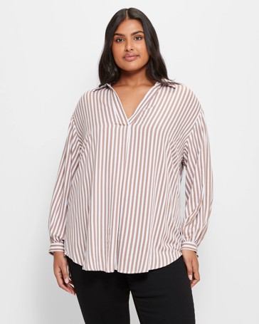 Plus Size Pleat Front Blouse
