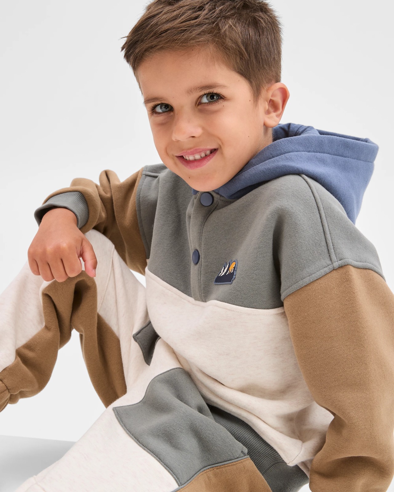 Australian Cotton Blend Hoodie and Trackpants Set - Green/Oat 2 of 6