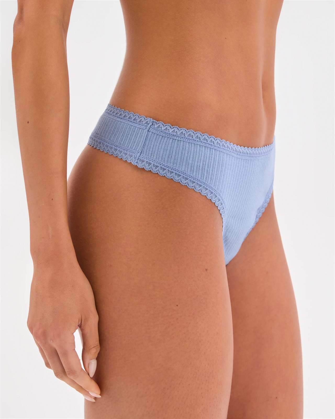 Lily Loves Australian Cotton 3 Pack Pointelle G-String Briefs   - Blue Ditsy 2 of 2
