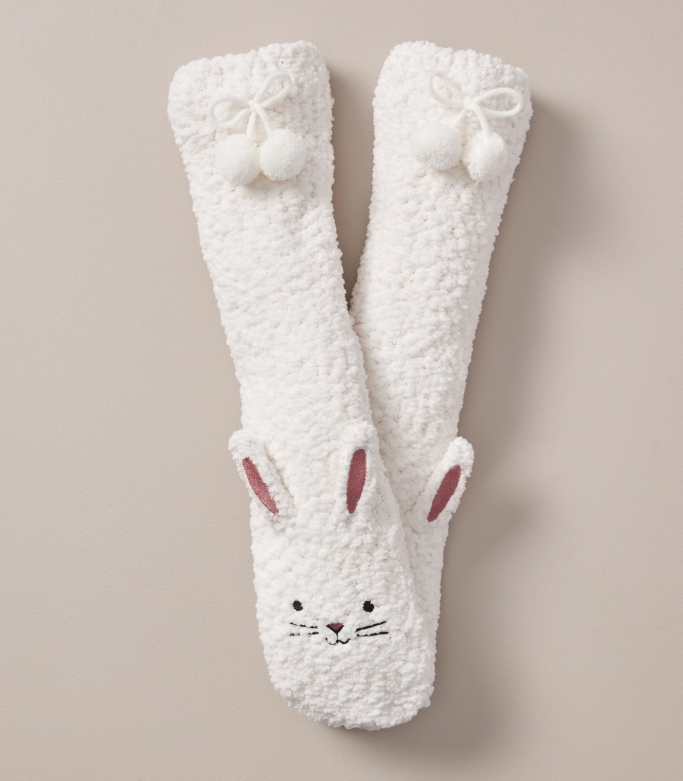 Womens Winter Fuzzy Slipper Socks With Grippers Cartoon Rabbit