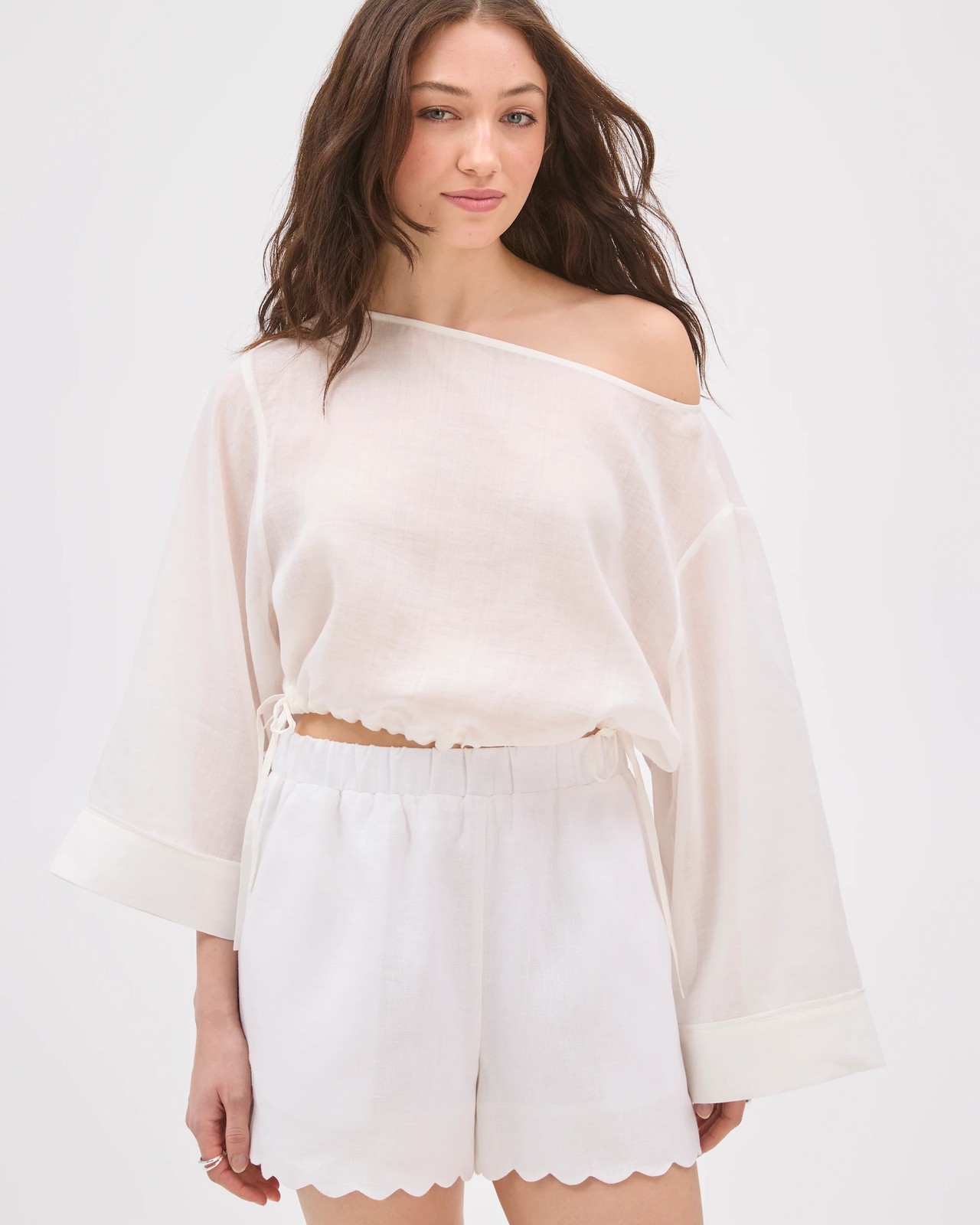 Lily Loves Ramie Off Shoulder Top - Pale Oat 4 of 6