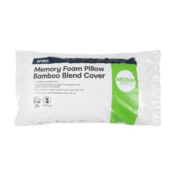 Memory Foam Pillow with Bamboo Blend Cover - Anko