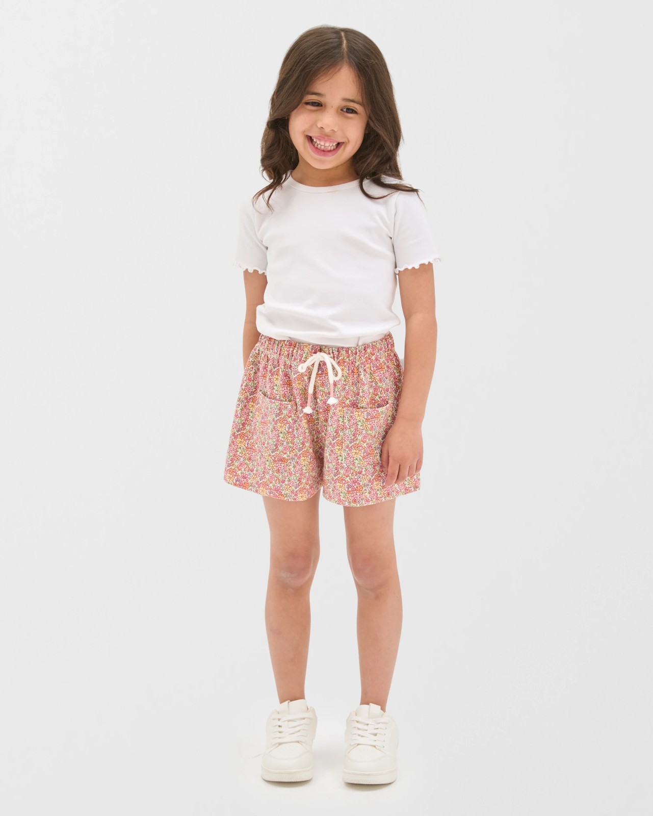Australian Cotton Blend Fashion Knit Shorts - Multi Ditsy 2 of 6