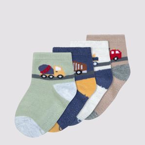Baby Organic Cotton Crew socks 4 Pack - Underworks - Cars n Trucks product image