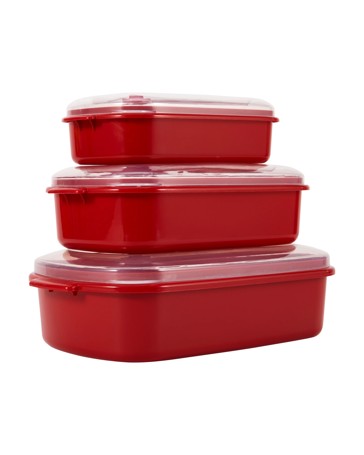 Anko Set of 3 Food Storage Containers - Red