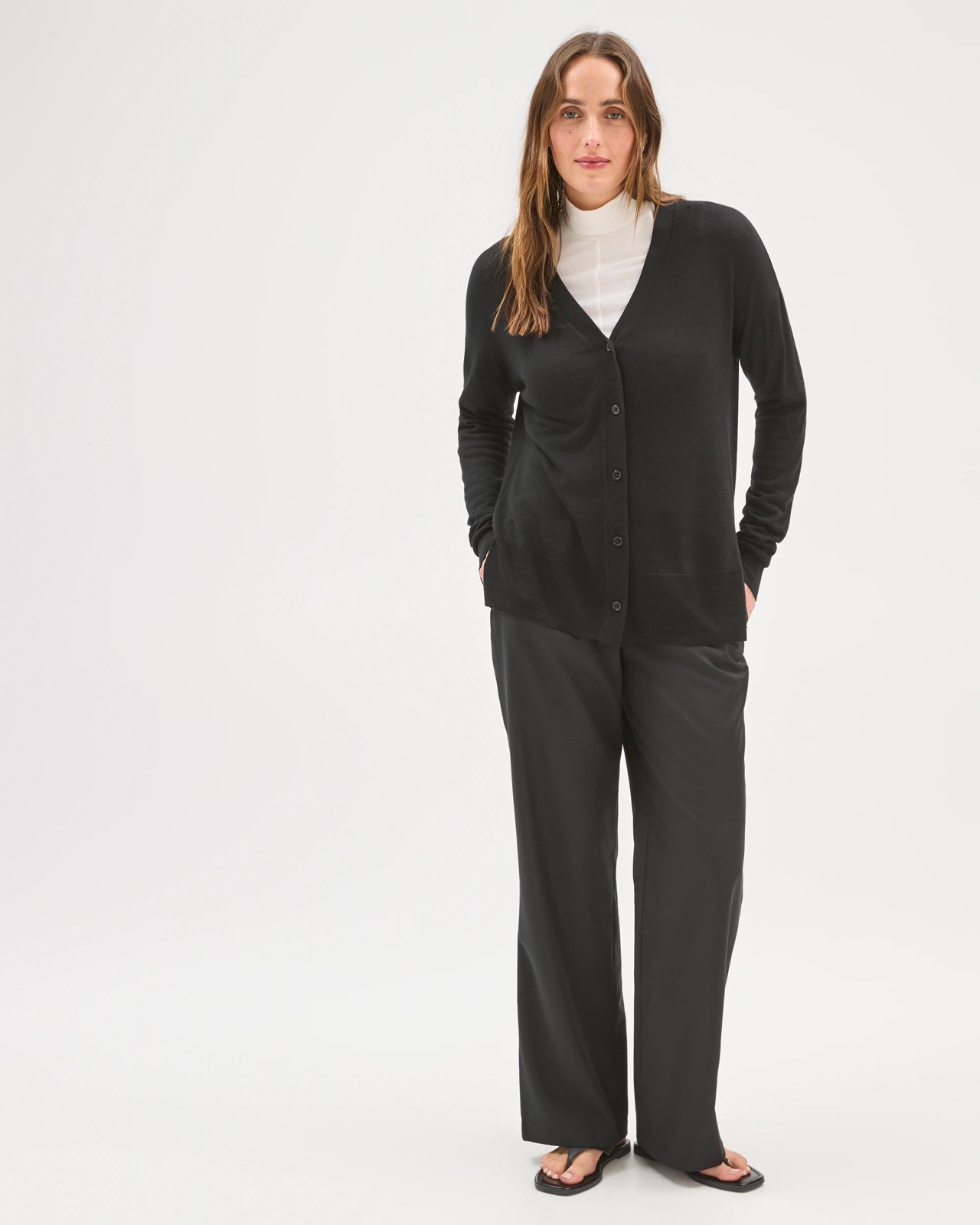 Preview Long Sleeve Boxy Cardigan - Black 2 of 6