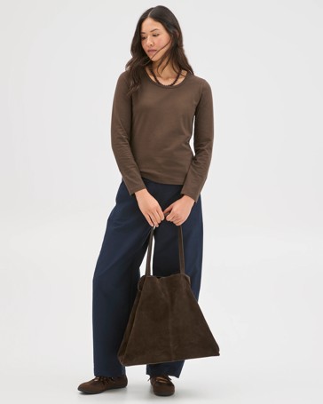 Australian Cotton Long Sleeve Stretch Crew T-Shirt