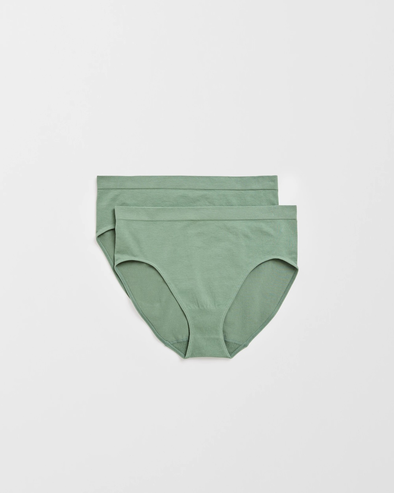 Australian Cotton Blend 2 Pack Seamfree Midi Briefs - Smokey Green 2 of 4
