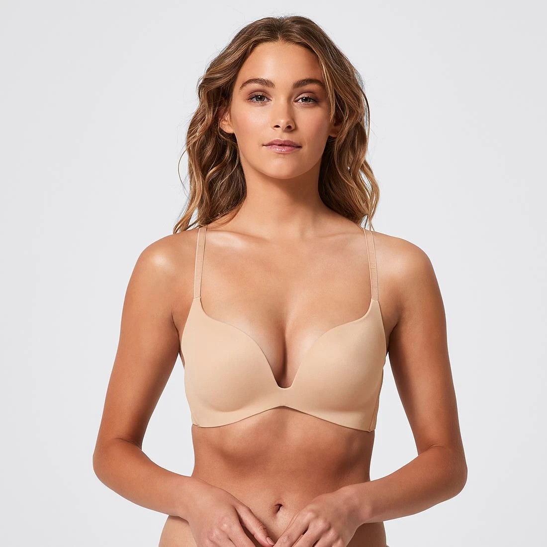 Low Back Bra For Women Low Cut U-shaped Plunge Wirefree Push Up