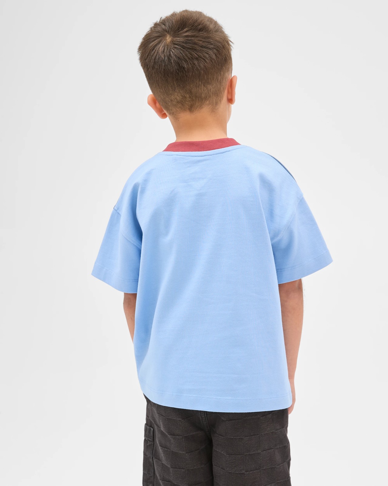 Australian Cotton Oversized V-Neck T-Shirt - Blue 4 of 6