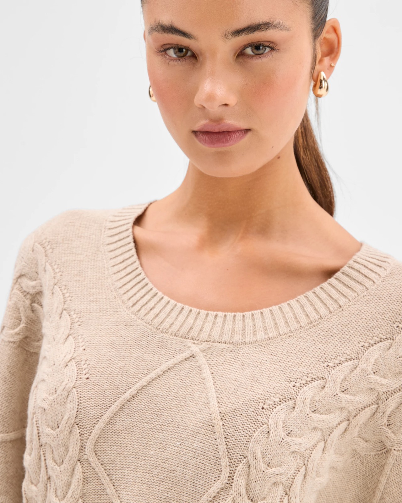 Lily Loves Cable Knit Jumper - Pine Nut Marle 5 of 6