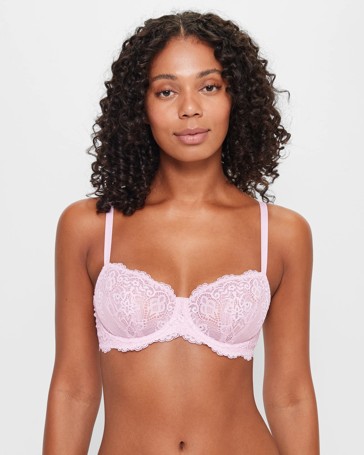 Embroidered Plunge Soft Cup Bra - Preview - Magenta Haze