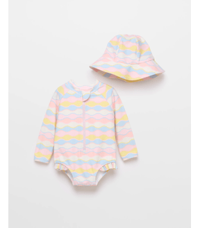 Baby Girls Unitard with Hat 2 Piece Set