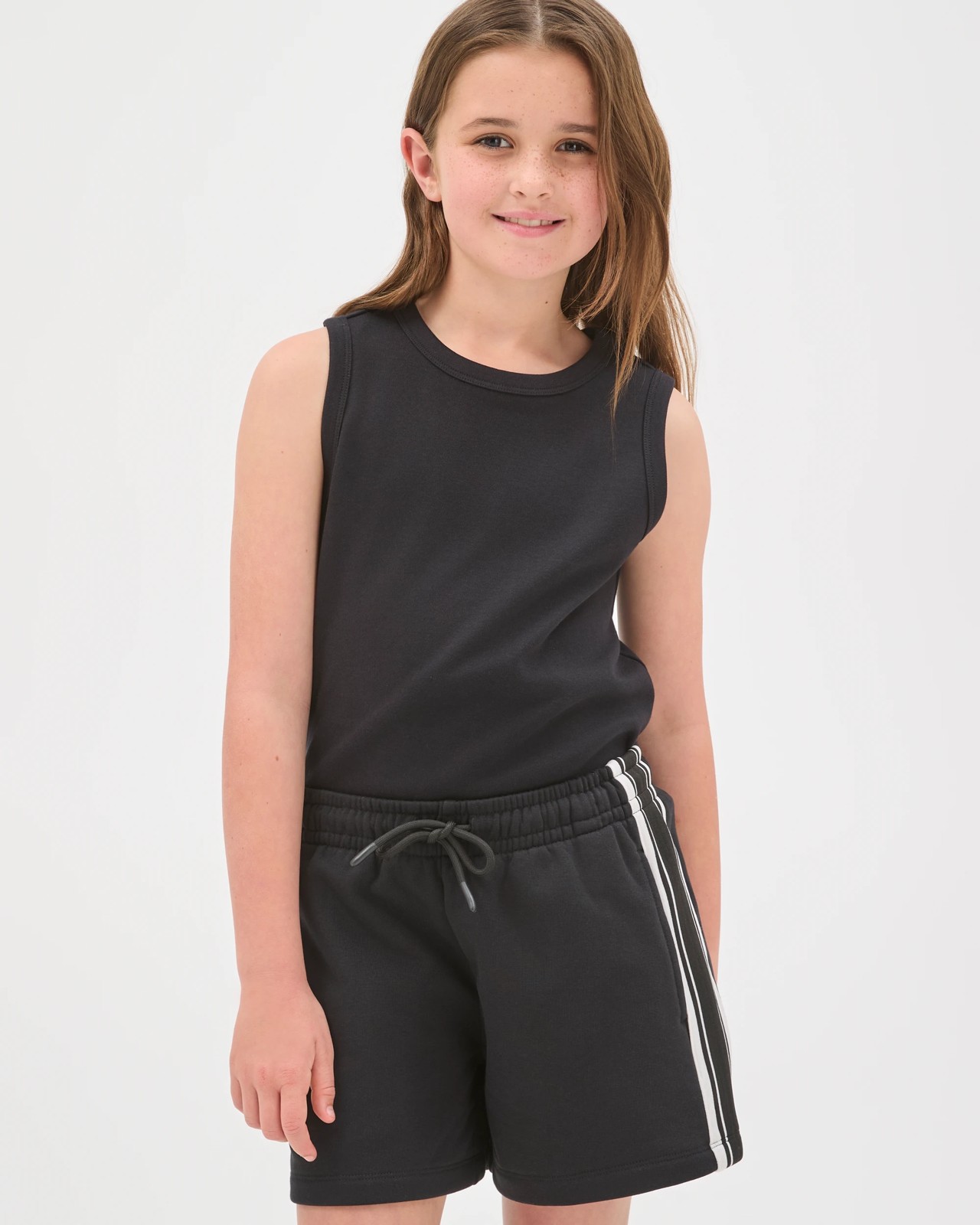 Australian Cotton Blend Side Stripe Fleece Shorts - Black 2 of 5