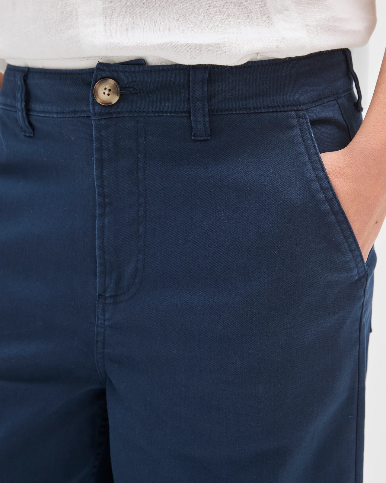 Australian Cotton Blend Stretch Twill Cropped Pants - Navy 4 of 5