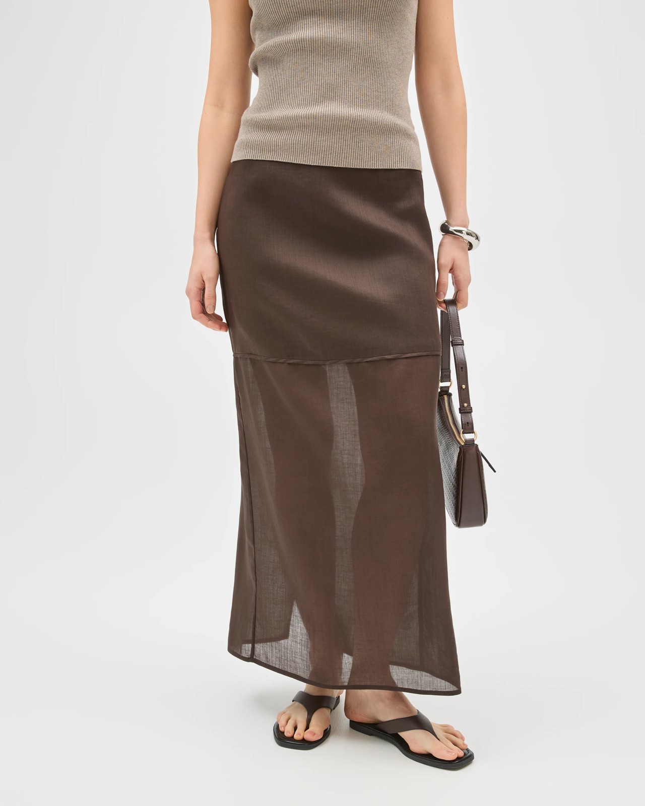Lily Loves Sheer Midi Skirt - Truffle 2 of 6