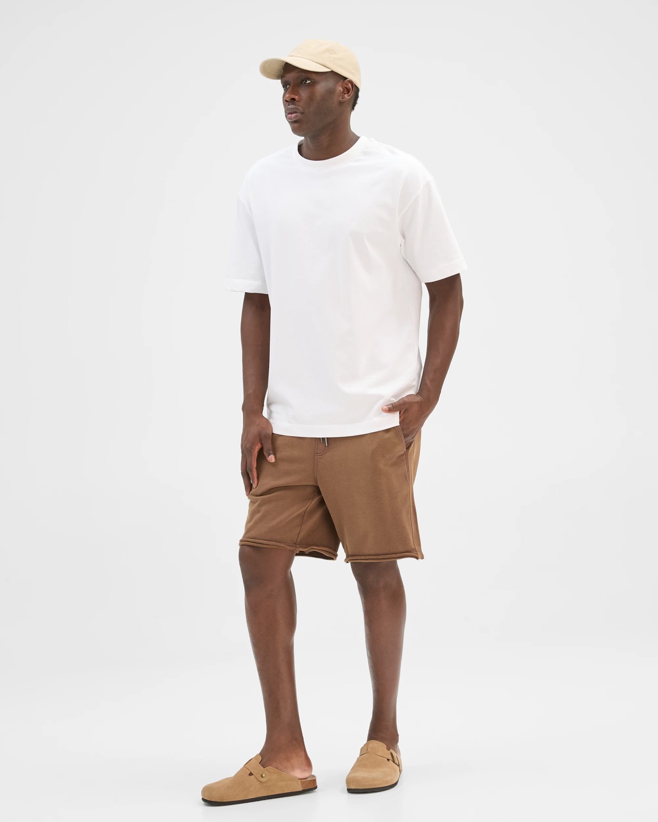 Commons Australian Cotton Rib Stripe Fleece Shorts - Brown 3 of 5