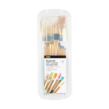 26 Piece Brush Set with Canvas Storage Roll - Anko