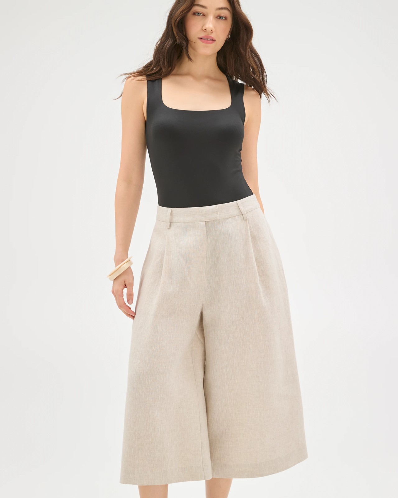 Lily Loves European Linen Culotte Pants - Natural 6 of 6