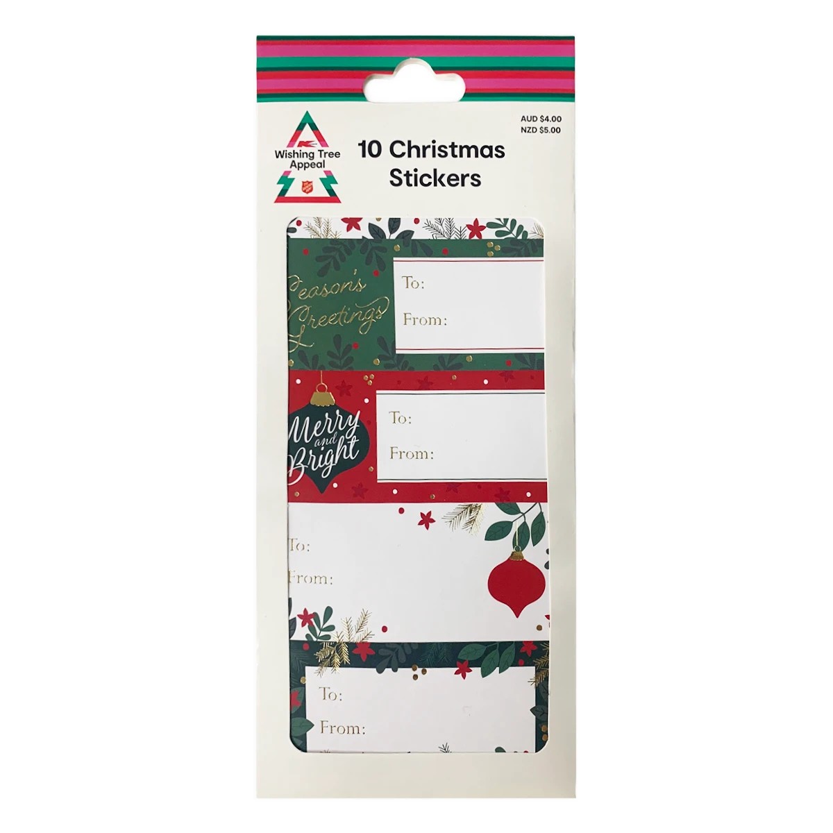 Wishing Tree 10 Pack Christmas Stickers - Assorted 5 of 6