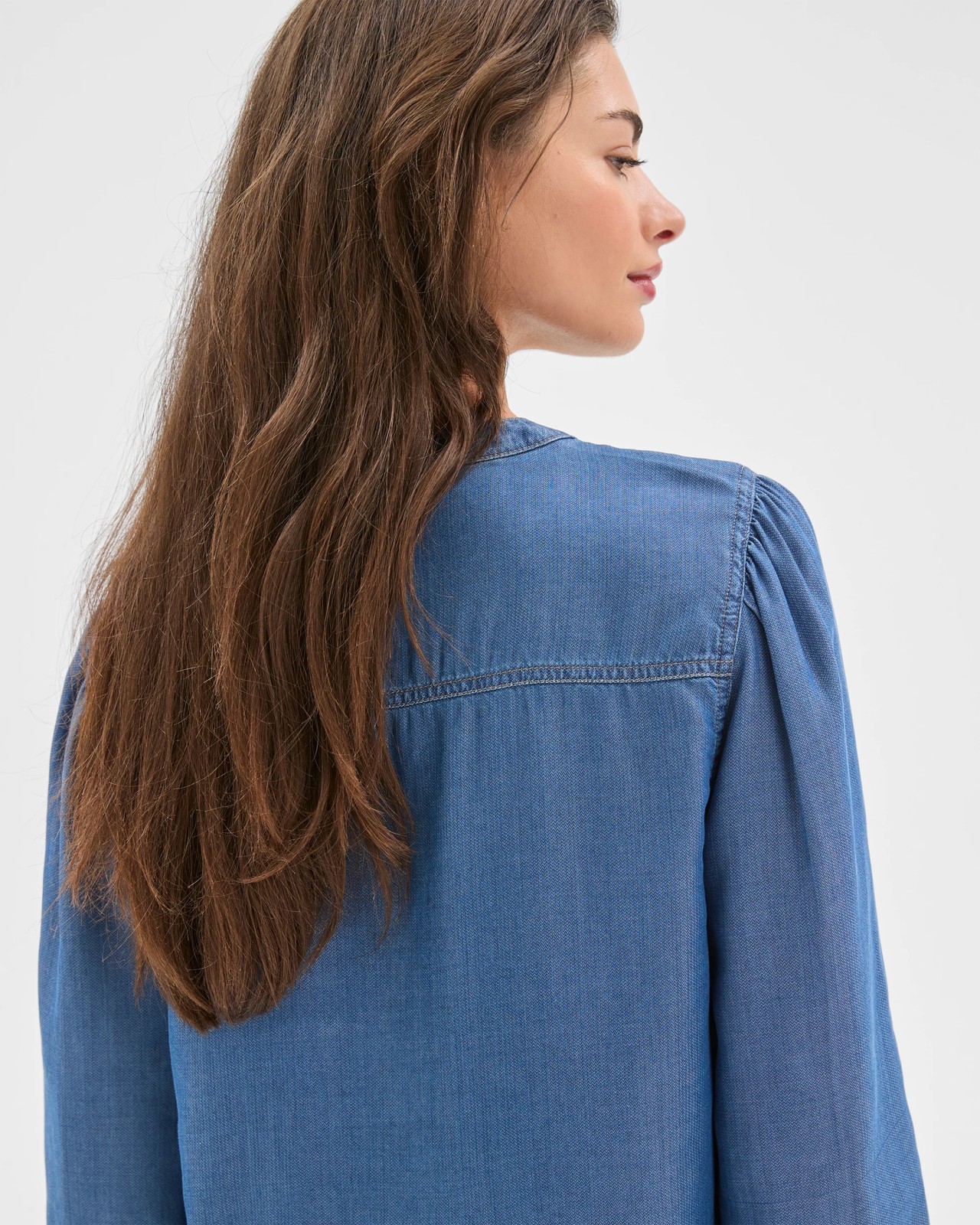 Petites Yoke Detail Chambray Shirt 5 of 5
