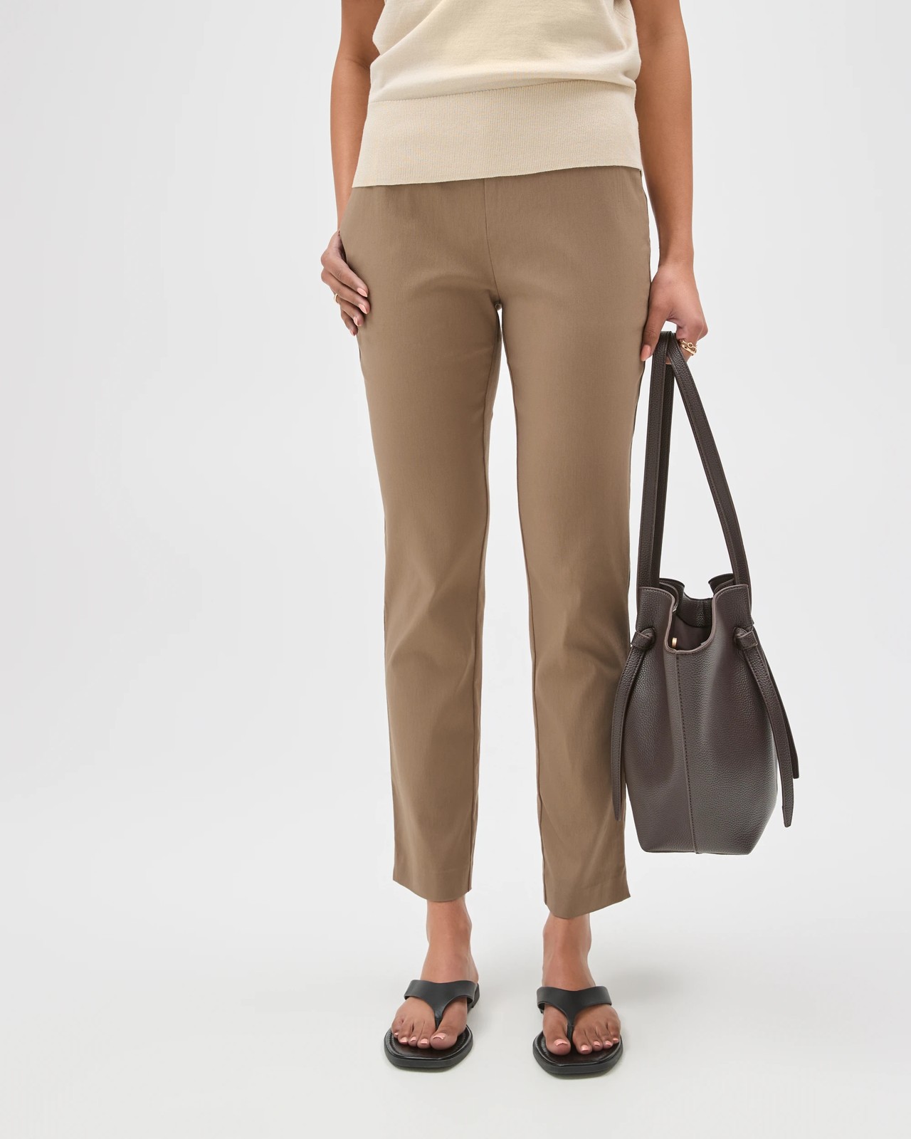 Preview Carrie Bengaline Ankle Length Pants - Smoked Taupe 2 of 6