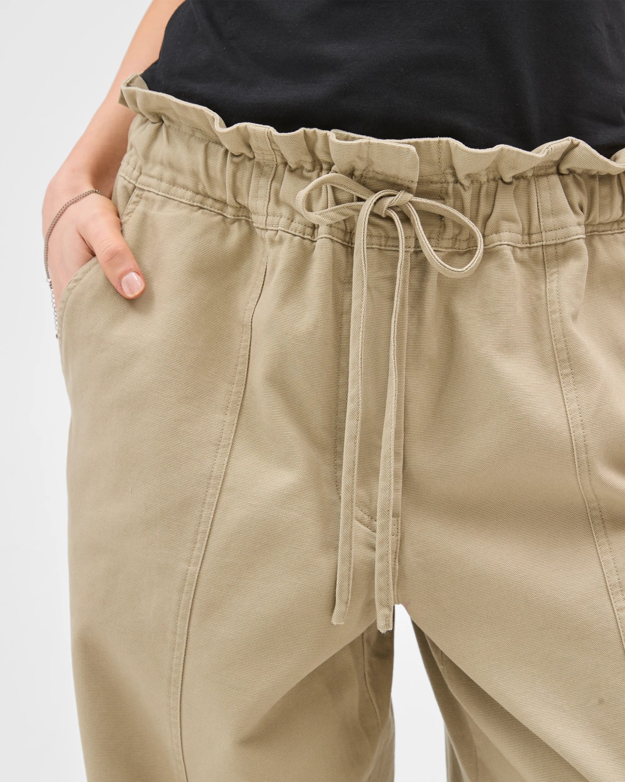 Lily Loves Australian Cotton Wide Leg Paperbag Pants - Crushed Leaf 5 of 6