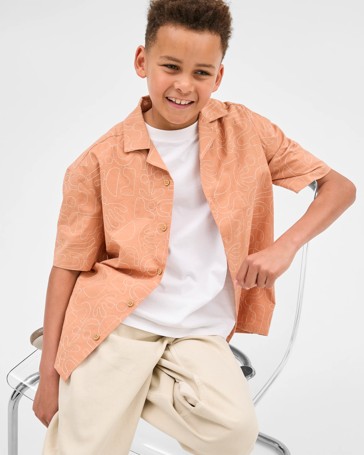 Cotton Linen Blend Short Sleeve Textured Shirt