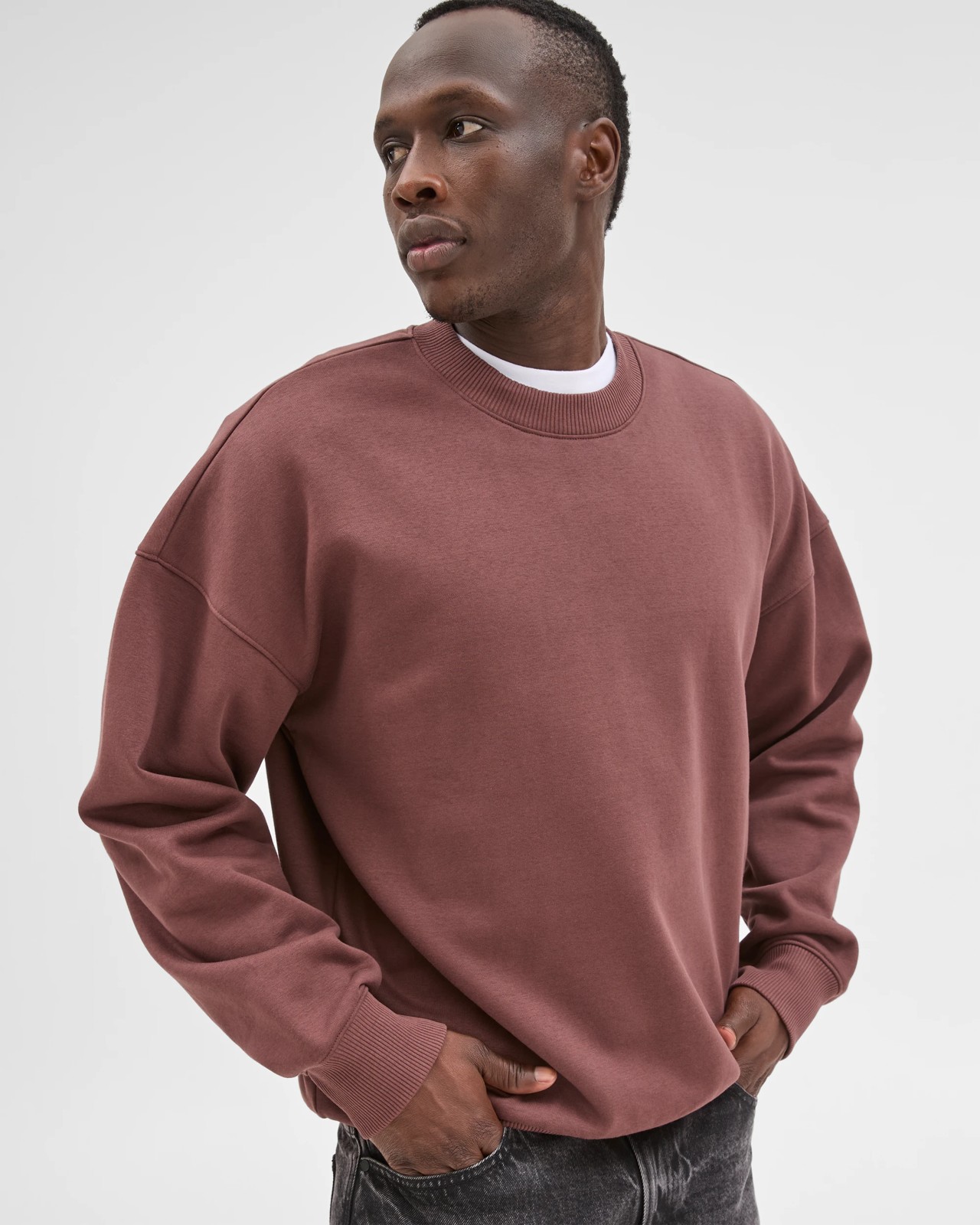 Commons Australian Cotton Blend Oversized Heavyweight Sweat Top - Burgundy 4 of 5