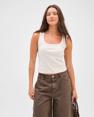 Lily Loves Australian Cotton Ribbed Scoop Neck Tank Top