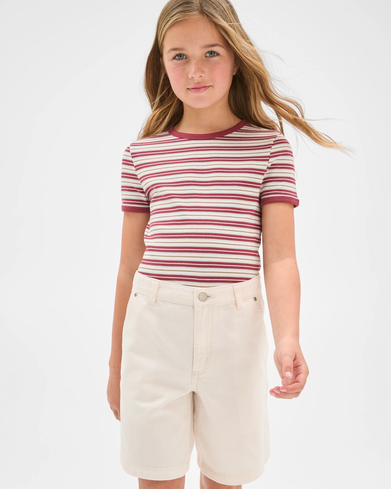Cotton Bermuda Denim Jorts - Cream 3 of 5