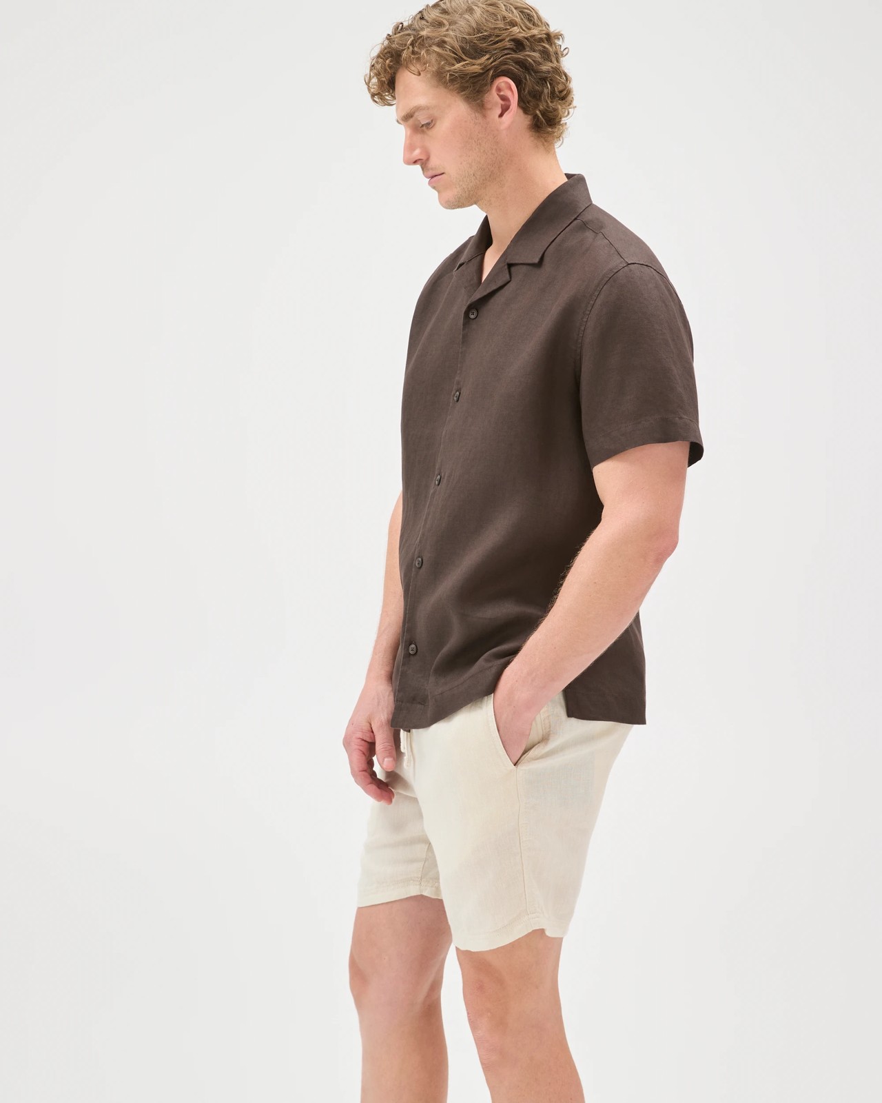 European Linen Shorts - Light Stone 3 of 6