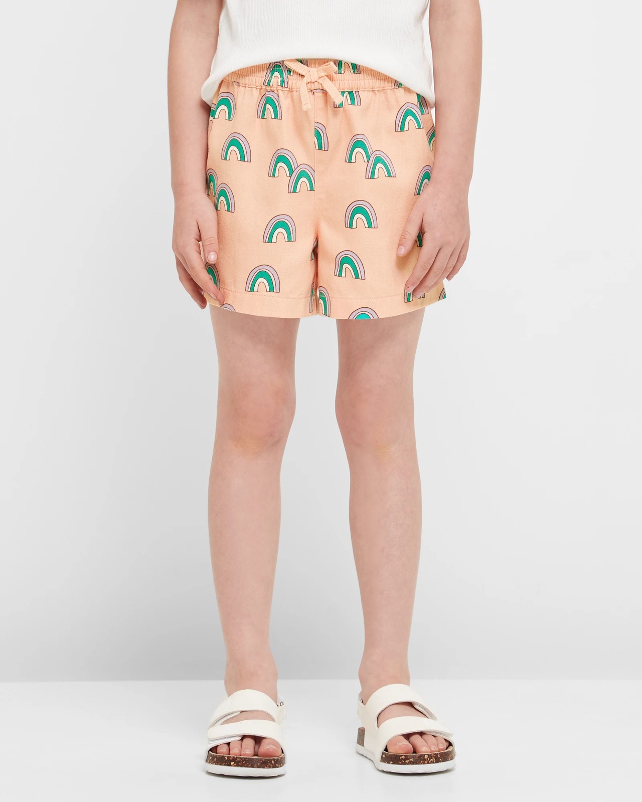 Pull On Print Shorts - Peach Rainbow