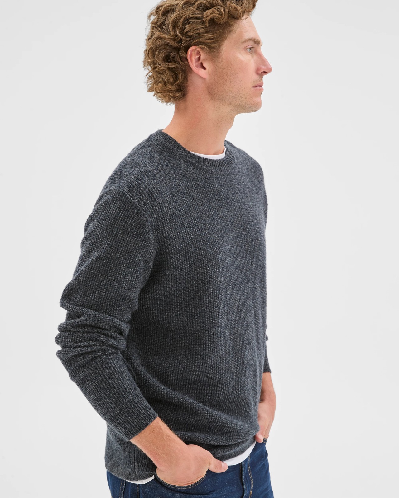 Lambswool Long Sleeve Crew Neck Knit Jumper - Charcoal 5 of 6