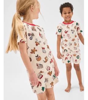 Family Matching Christmas Australian Cotton Younger Kids Pyjama Set - Christmas Icons