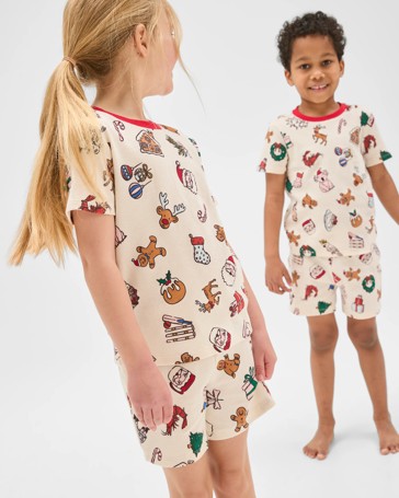 Family Matching Christmas Australian Cotton Younger Kids Pyjama Set - Christmas Icons