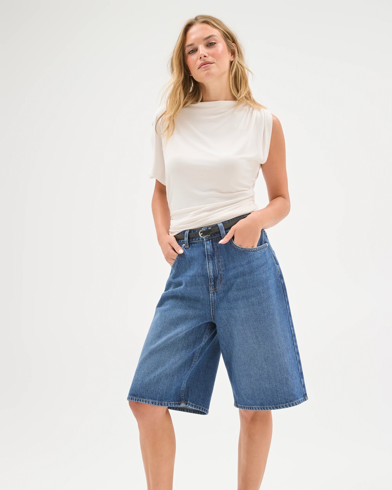 Lily Loves Asymmetrical Drape Top - Chalk 5 of 6