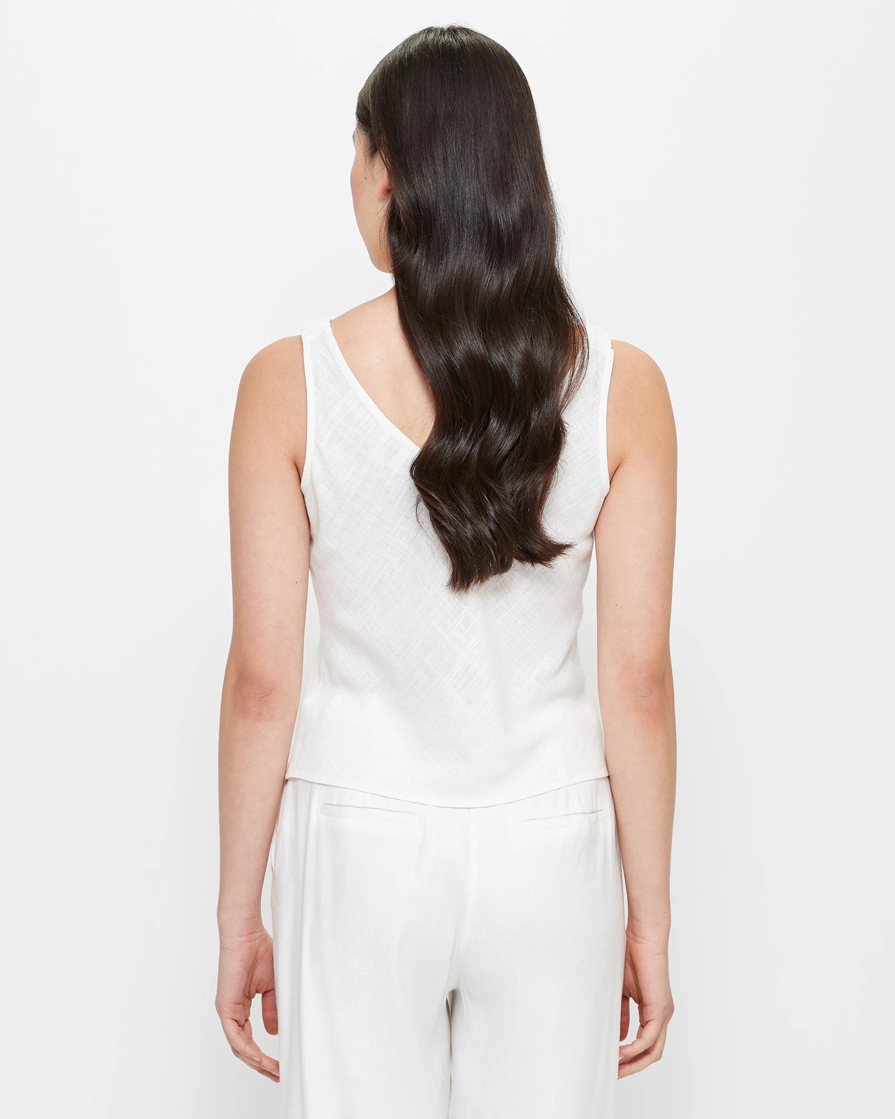 Linen Blend V-Neck Cami - Preview - Cloud Dancer