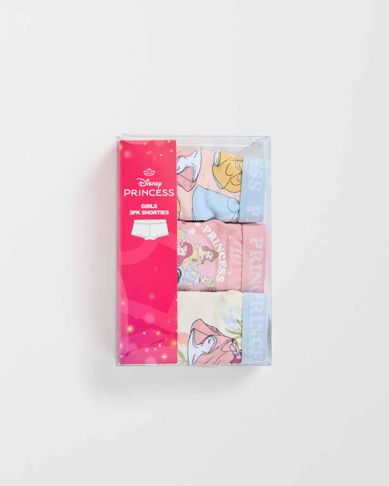 Disney Princess Australian Cotton 3 Pack Young Girls Shortie 2 of 2