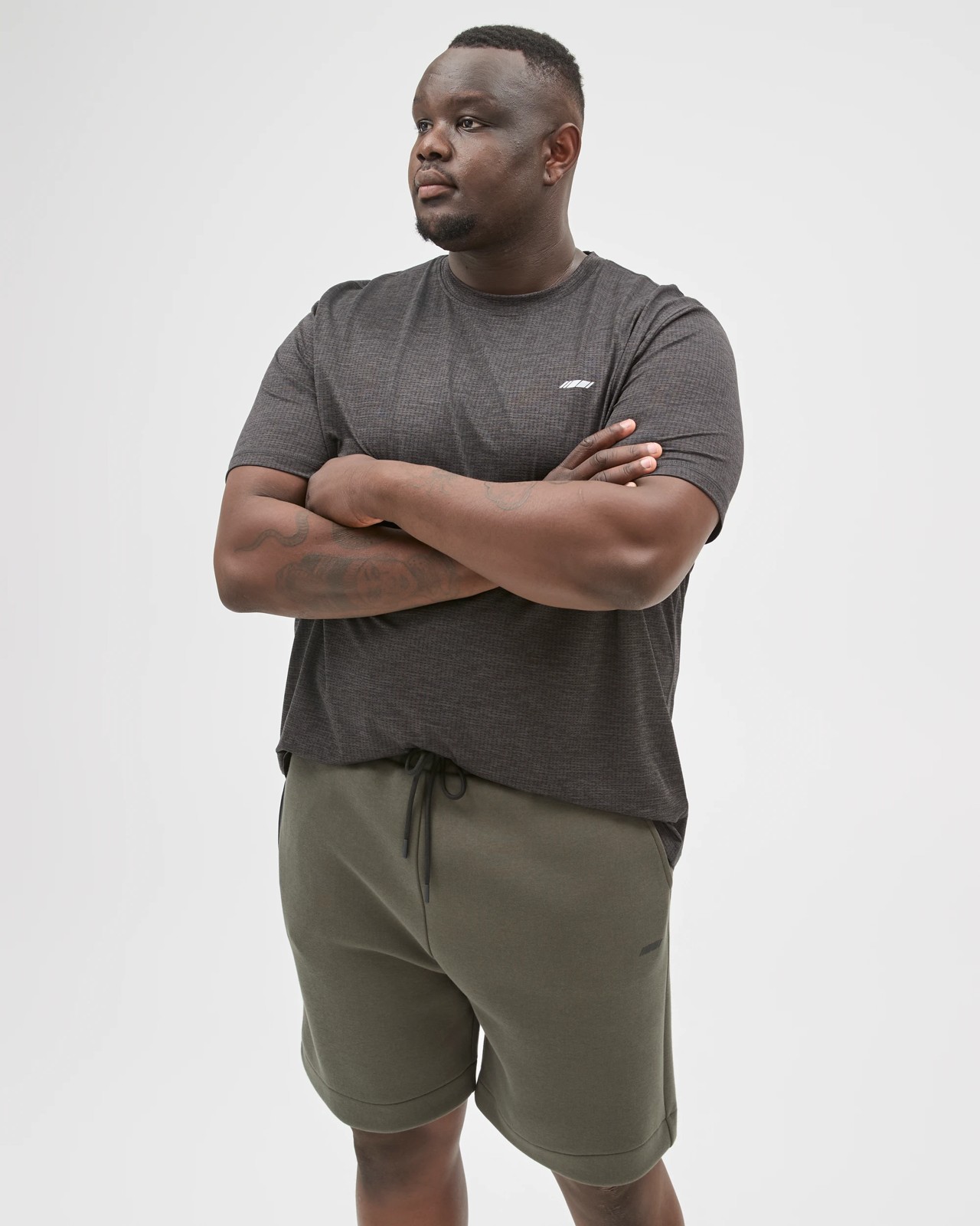 Plus Size Australian Cotton Blend Tech Fleece Shorts  - Dark Khaki 4 of 5