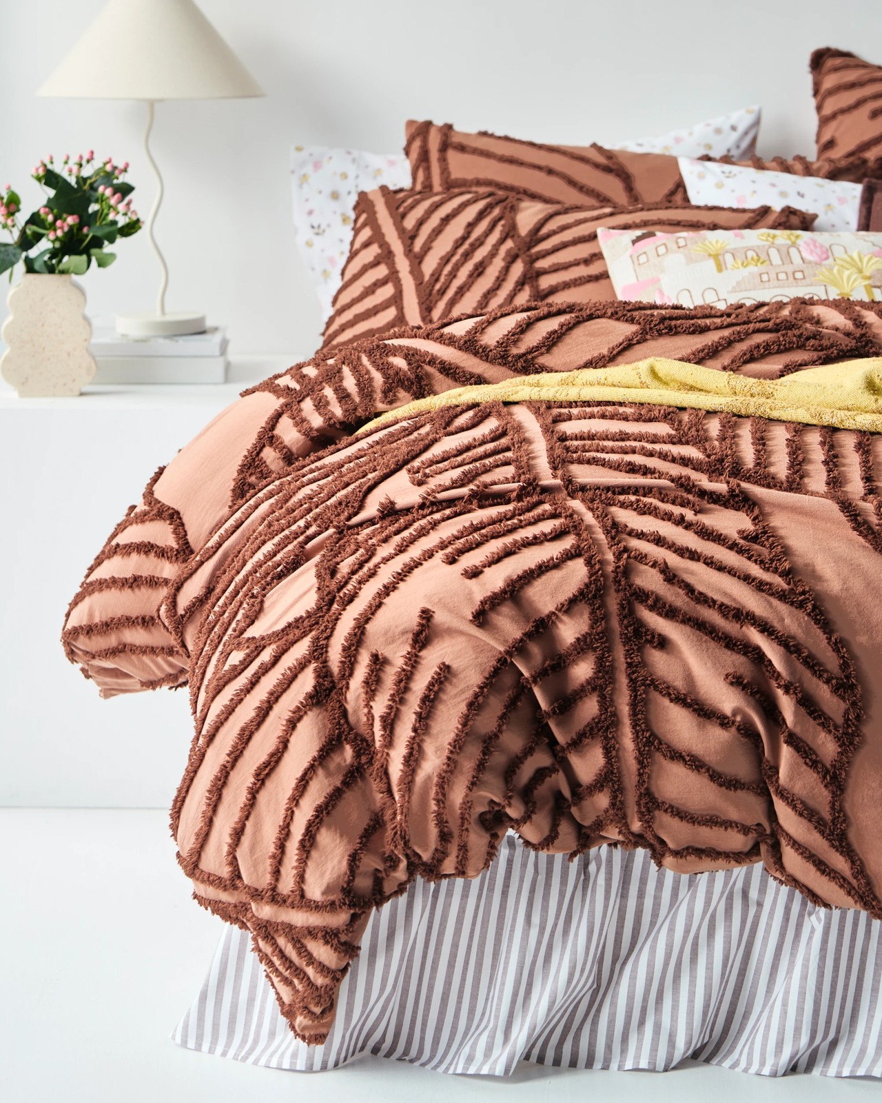 Oakley Cotton Textured Leaf Quilt Cover Set 3 of 6