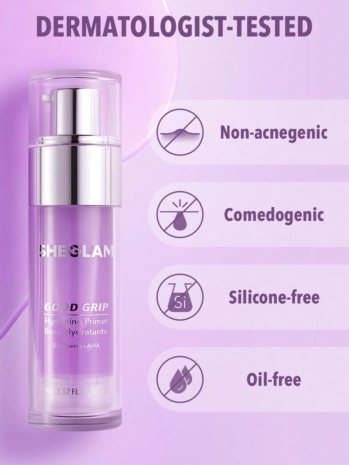 SHEGLAM Good Grip Hydrating Primer - Blueberry + AHA 2 of 6