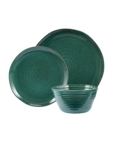 Anko Green Swirl 12 Piece Dinner Set