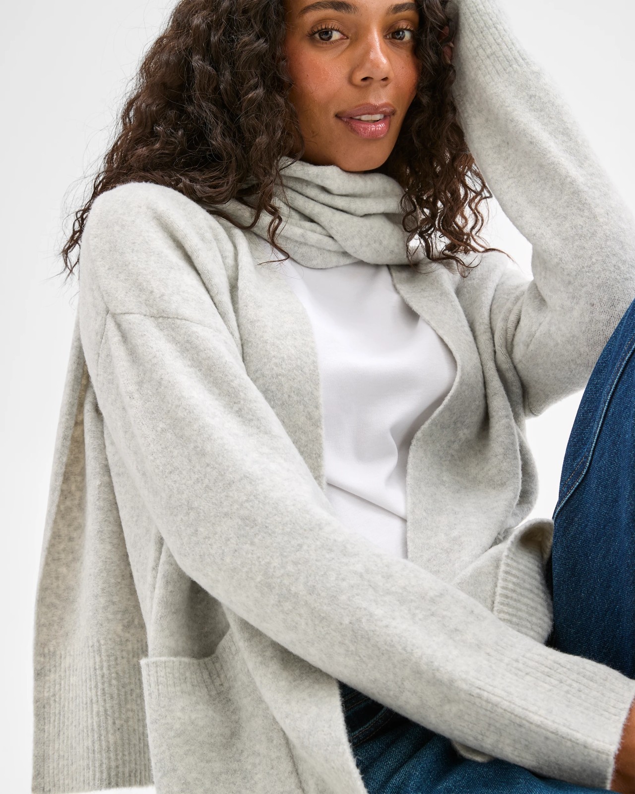 Supersoft Edge To Edge Cardigan - Light Grey Marle 2 of 6