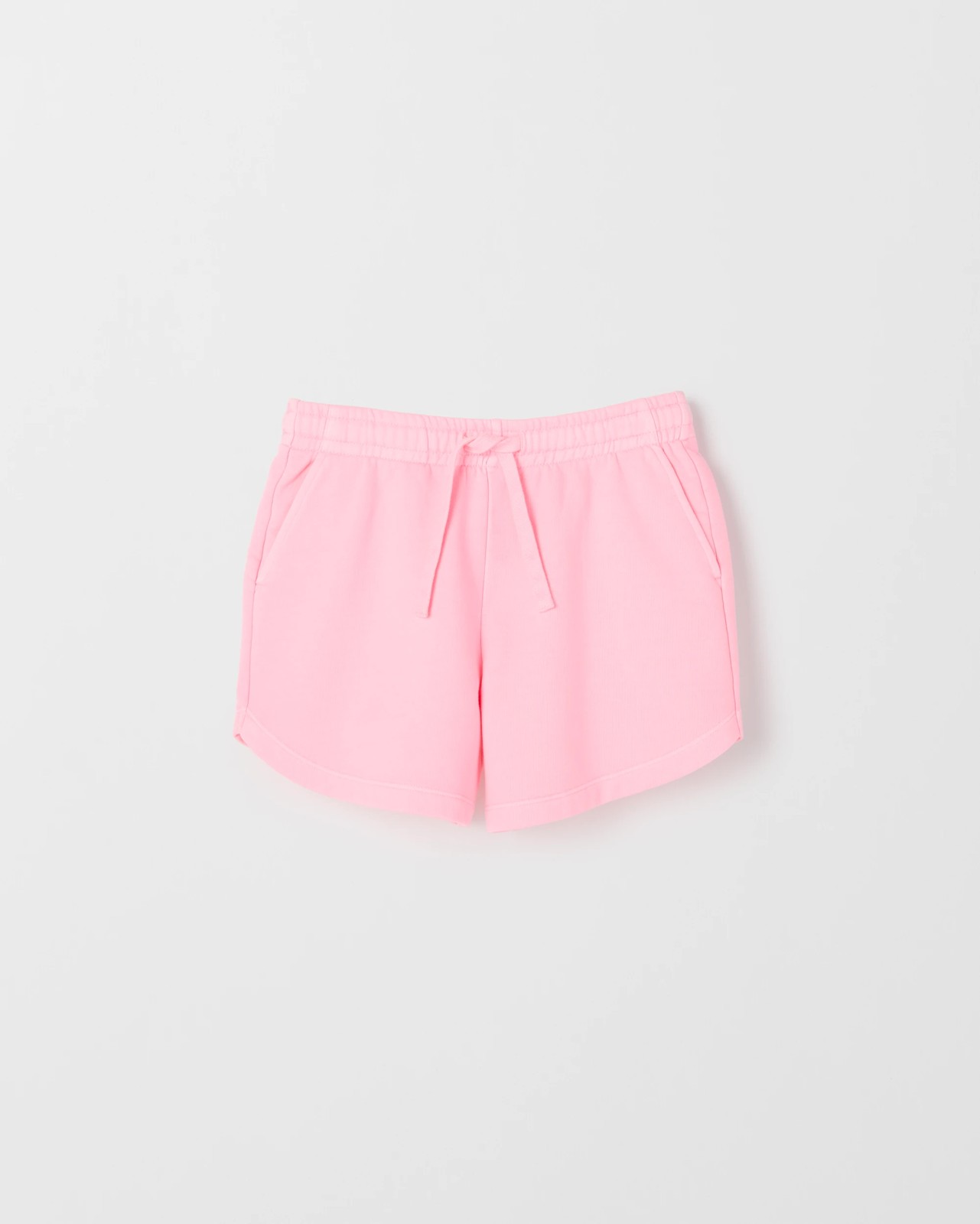 Australian Cotton Blend Curved Hem Fleece Shorts - Neon Pink 5 of 6
