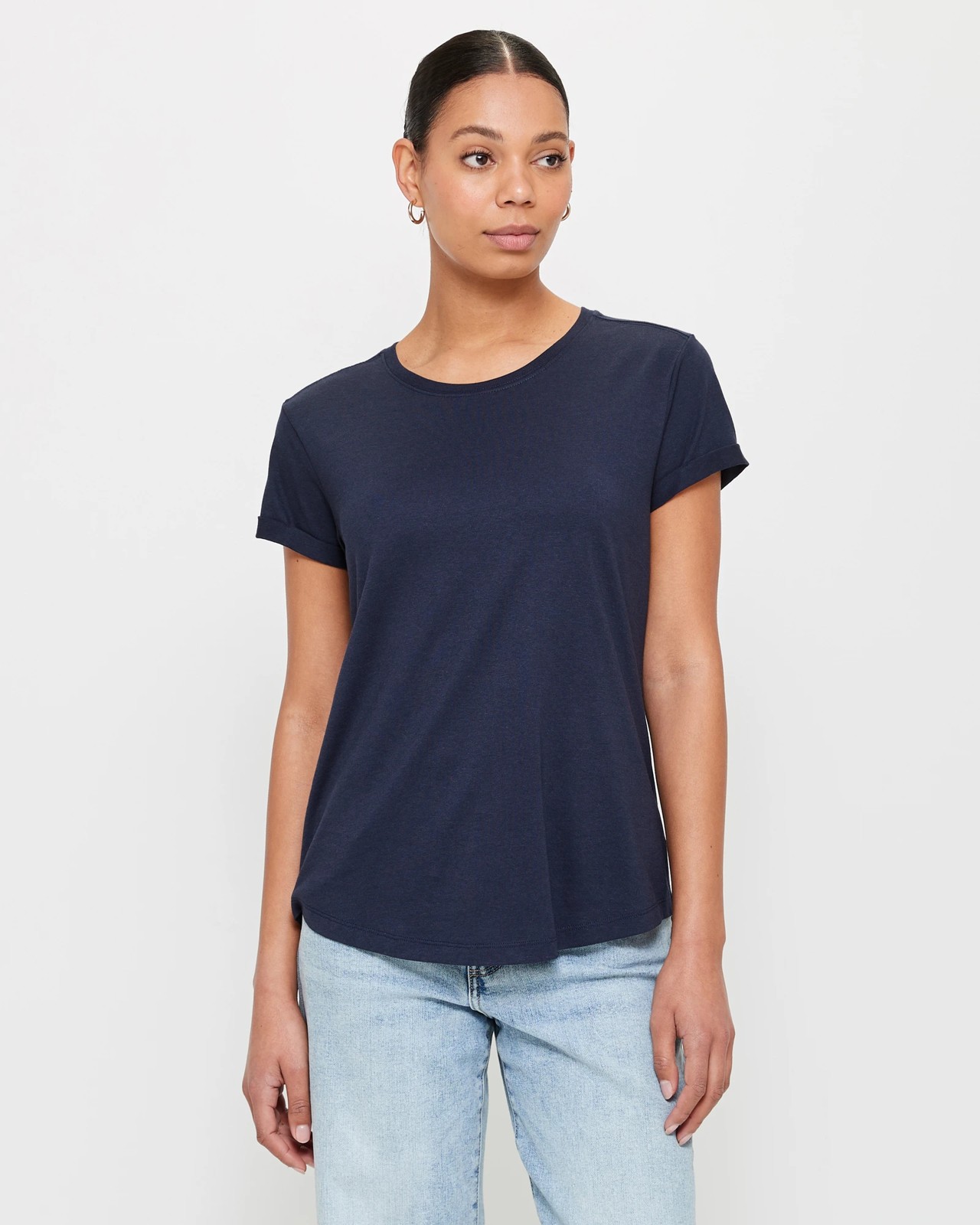 Cotton/Modal Relaxed Crew T-Shirt - Night Sky Blue | Target Australia